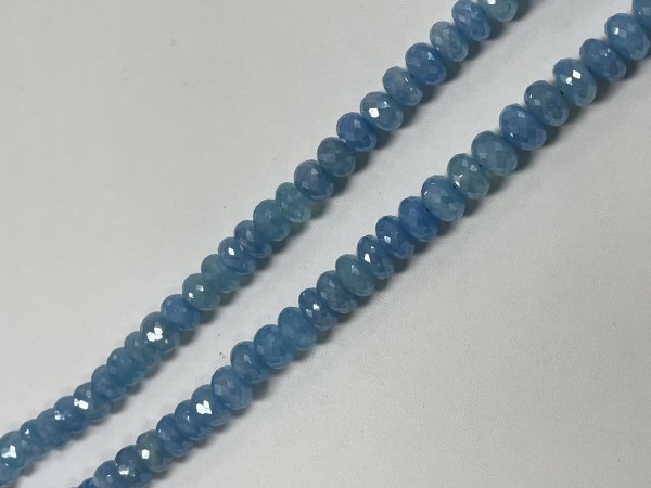 Coated Blue Chalcedony Rondelle Faceted