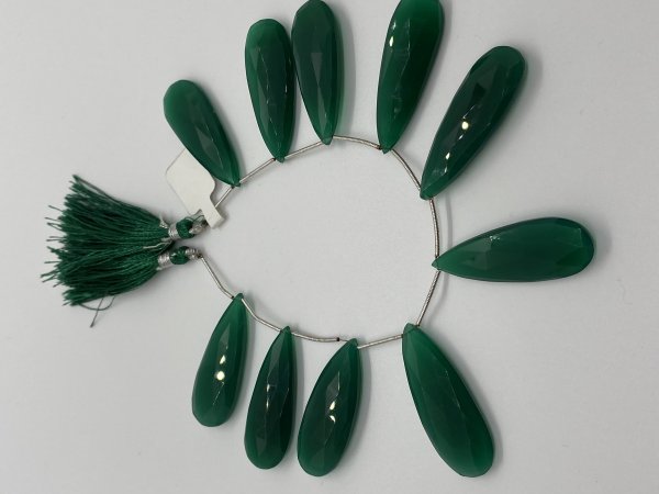Green Onyx Long Pear Faceted