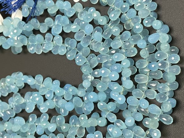 Blue Chalcedony Drop Faceted