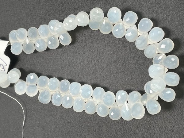 White Chalcedony Drop Faceted