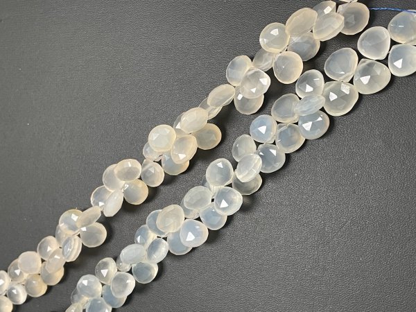 White Chalcedony Heart Faceted