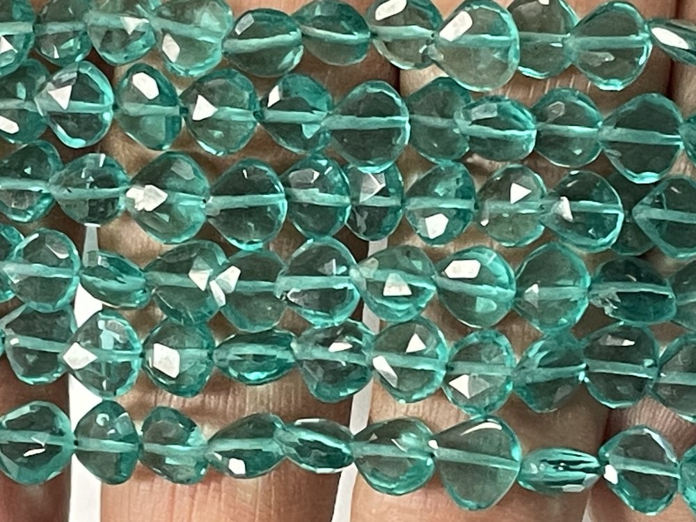 Teal Hydro Quartz Heart Straight Drill Faceted