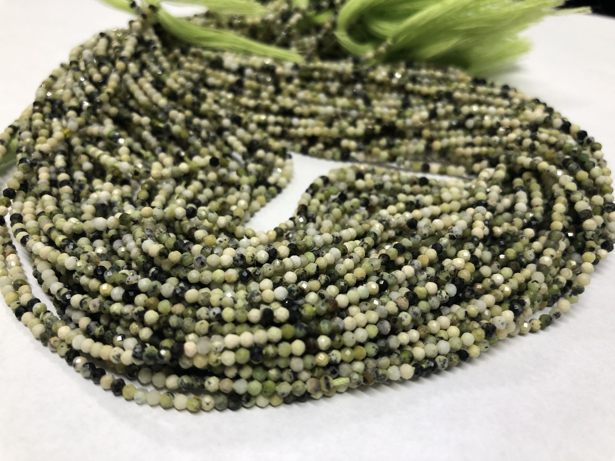 Multi Green Opal Rondelles Faceted