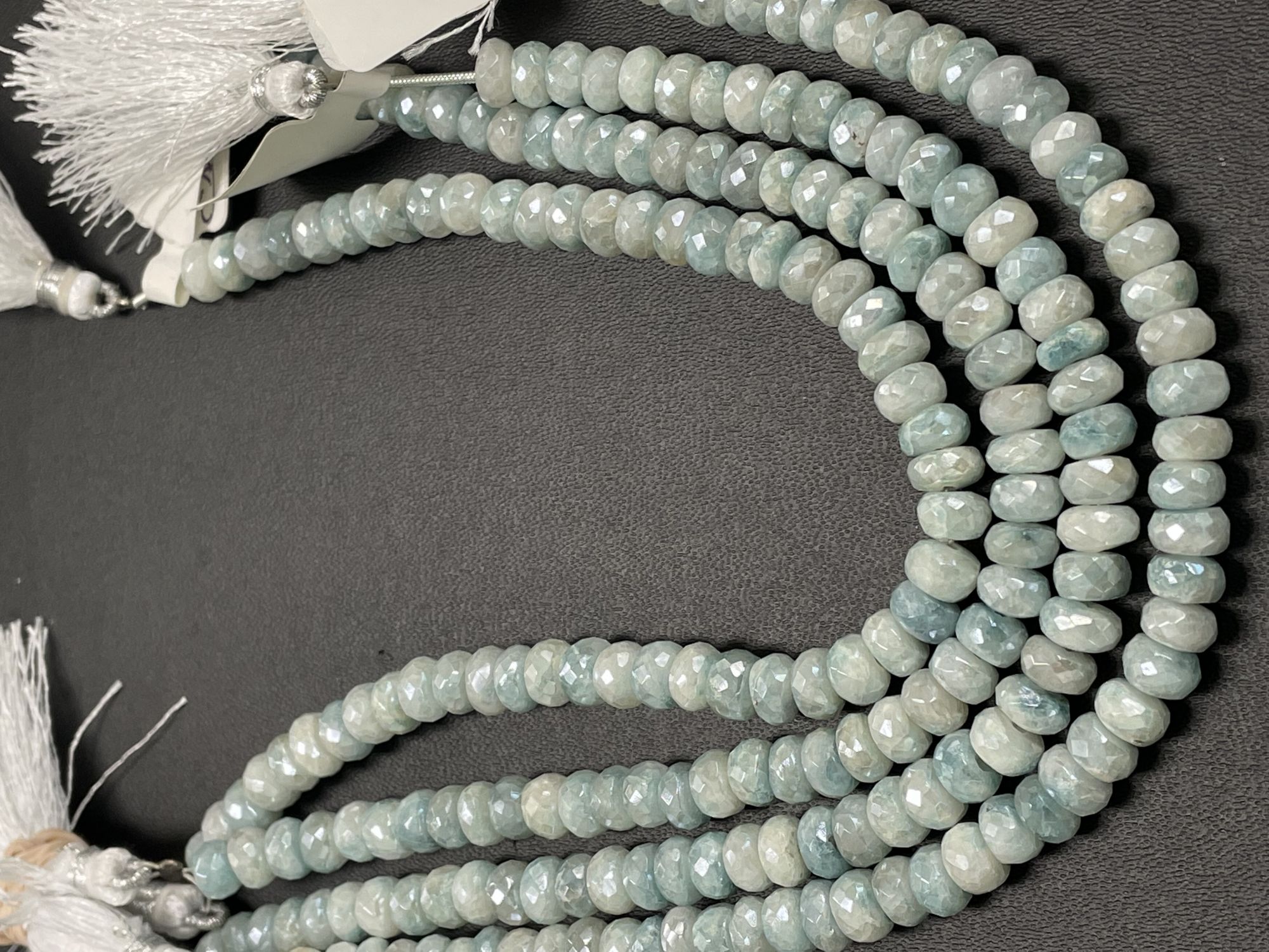 Blue White Silverite Rondelle Faceted