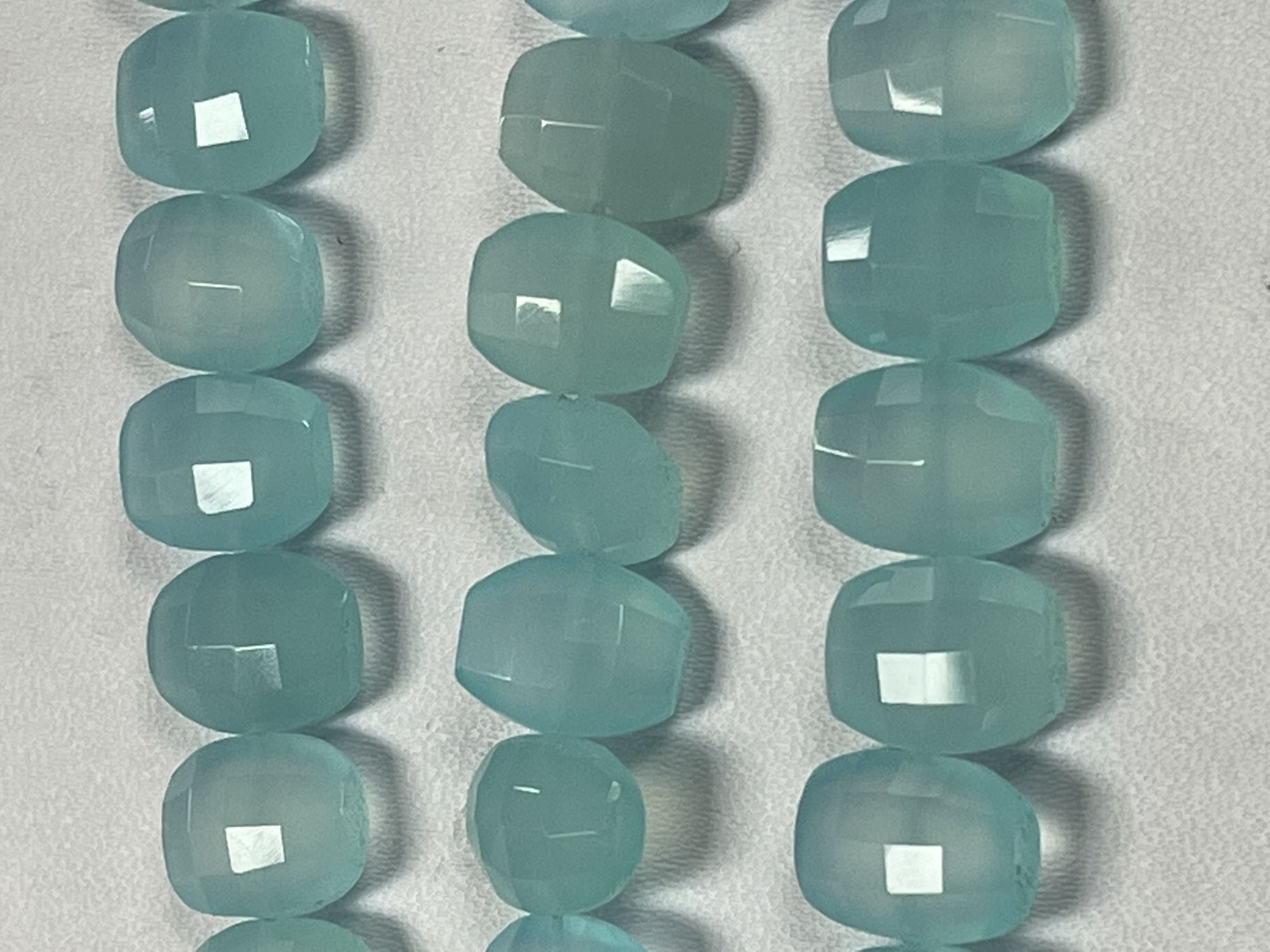 Aqua Chalcedony Flat Barrel Faceted