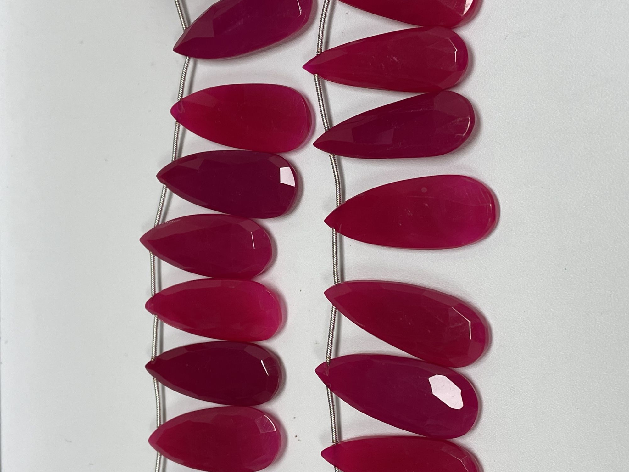 Pink Chalcedony Long Pears Faceted