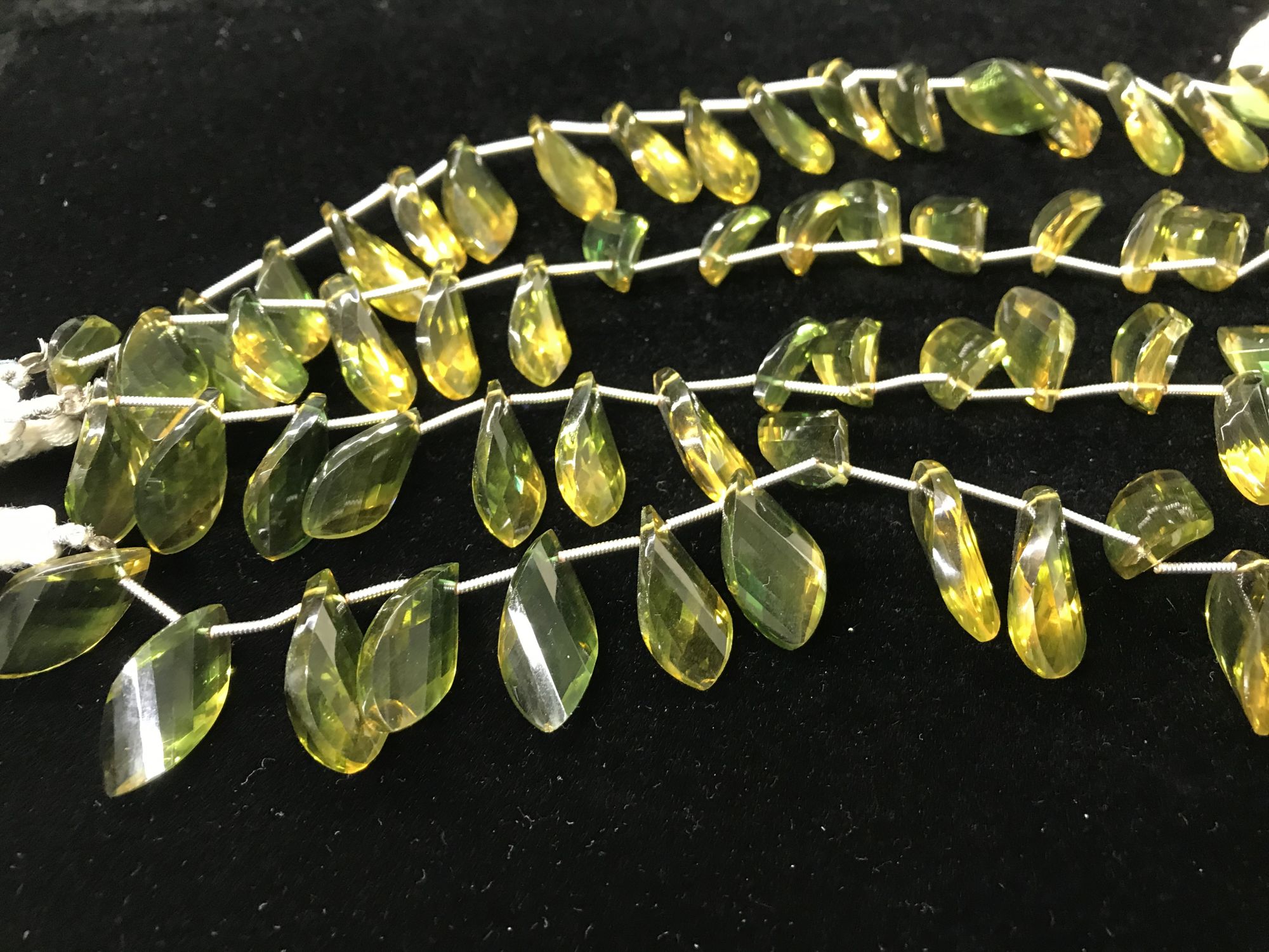 Olive Green Twisted Leaf Faceted