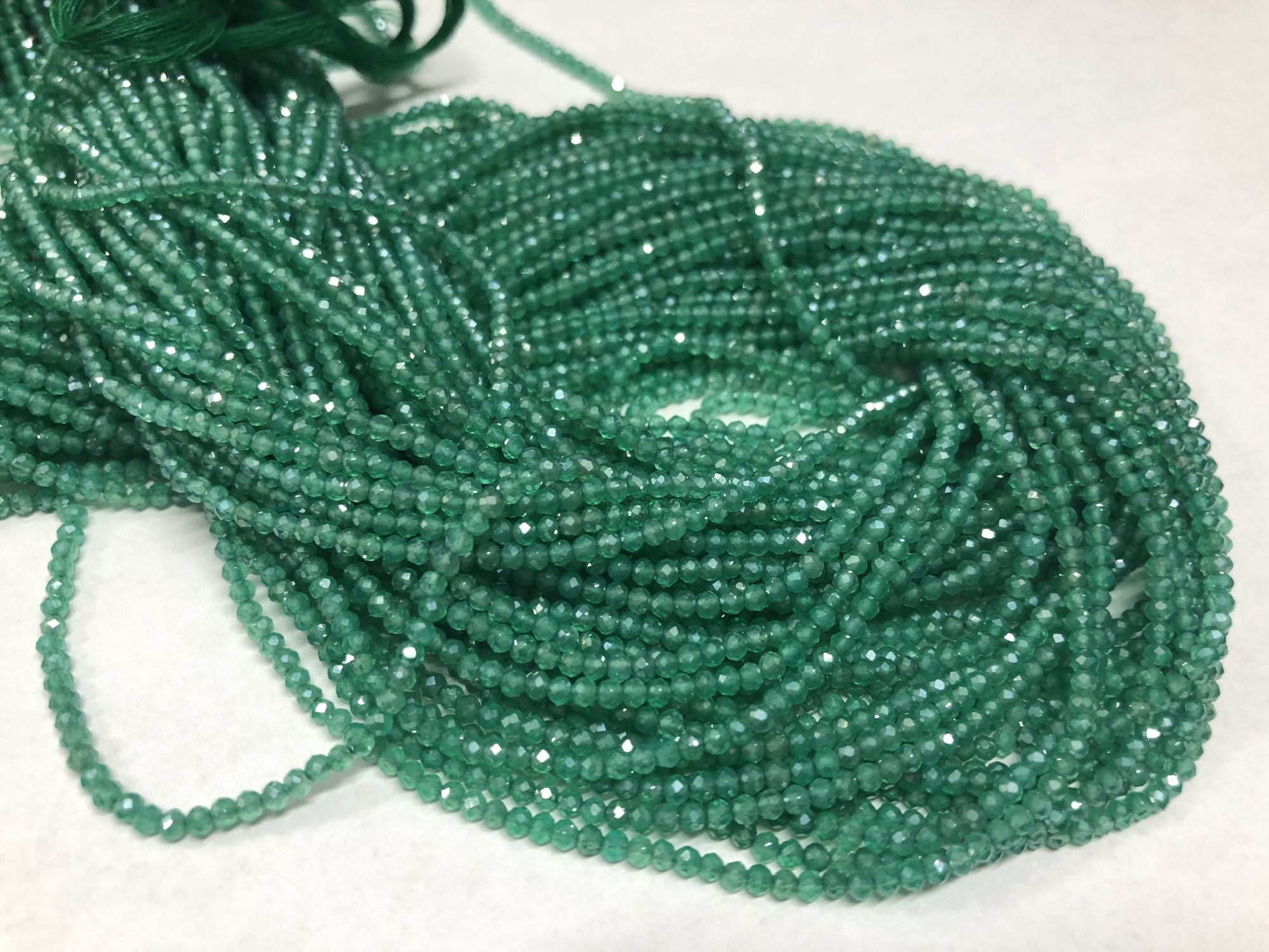 Green Onyx Rondelles Faceted