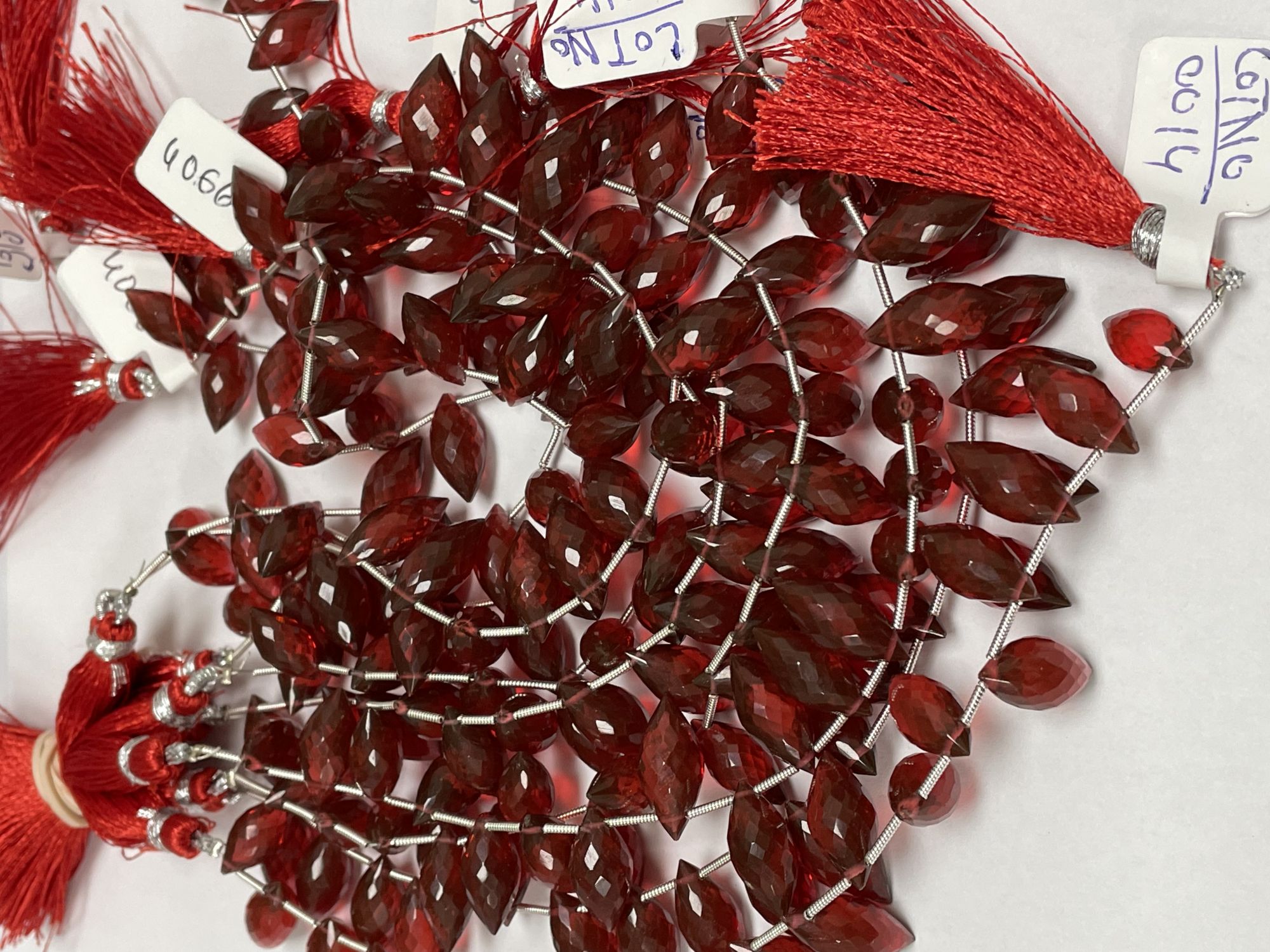 Red Hydro Quartz Puff Marquise Faceted