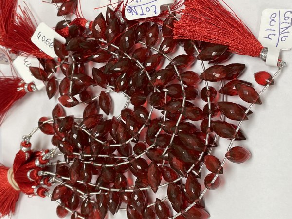 Red Hydro Quartz Puff Marquise Faceted