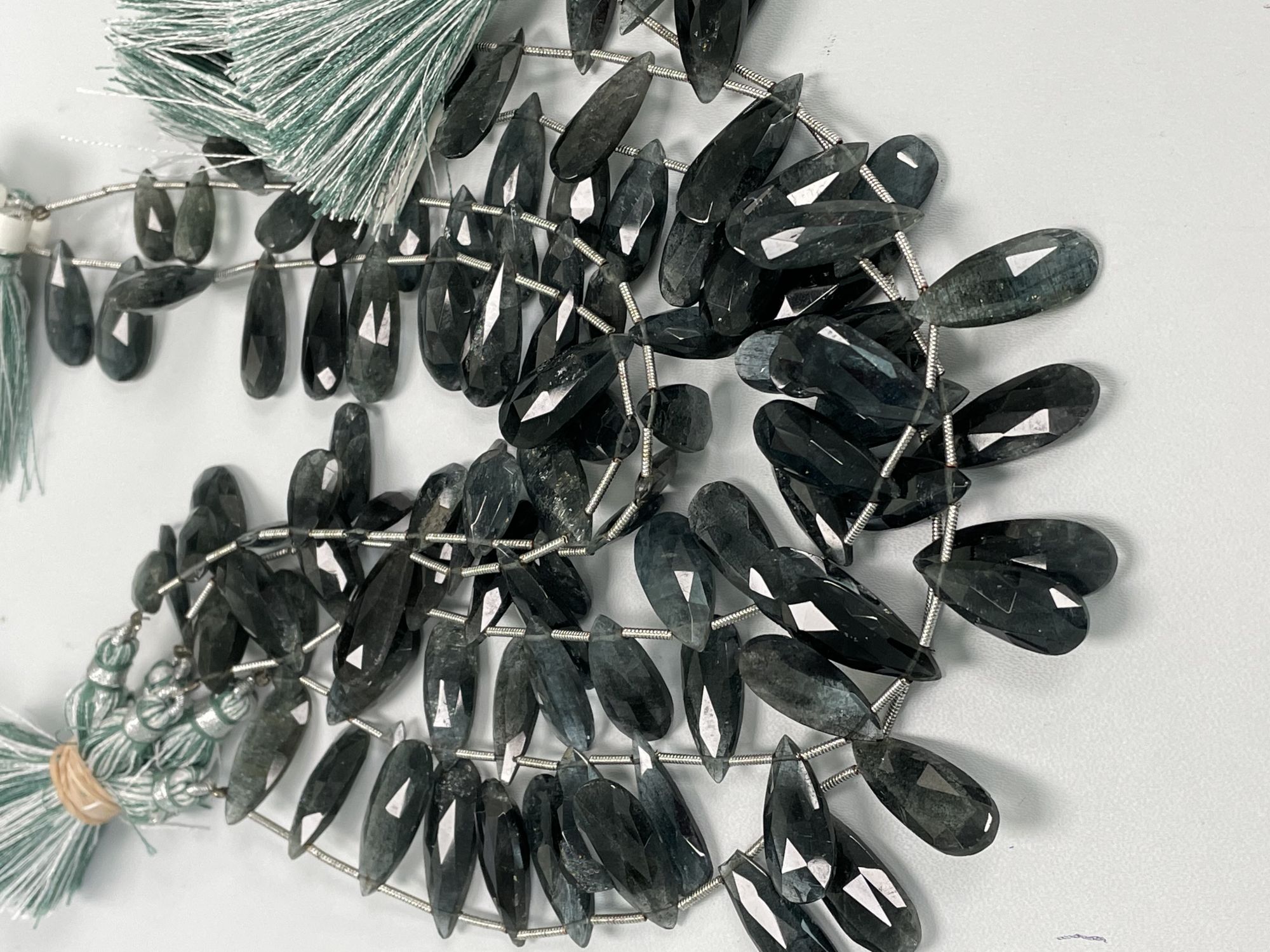 Moss Aquamarine Long Pear Faceted