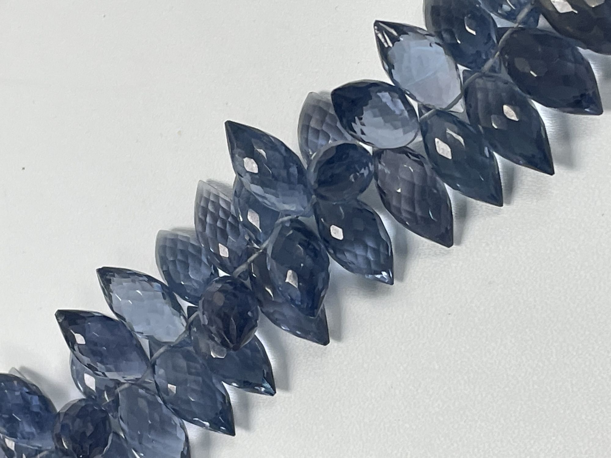 Grey Hydro Quartz Puff Marquise Faceted