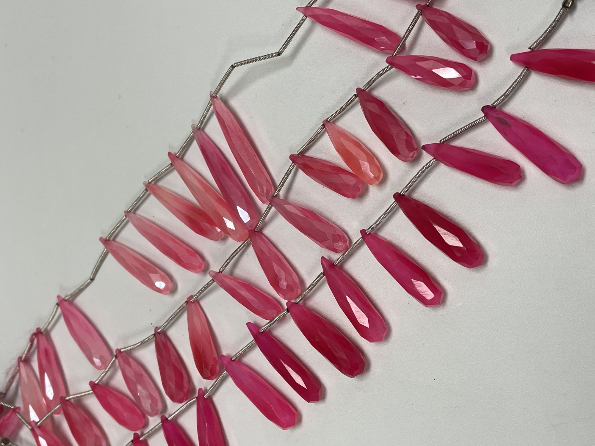 Pink Chalcedony Long Drop Faceted