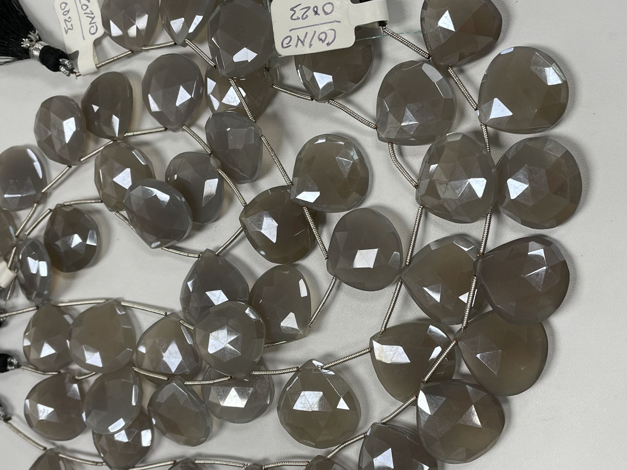 Coated Chalcedony Hearts Faceted