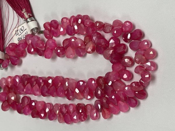 Coated Pink Chalcedony Pear Faceted