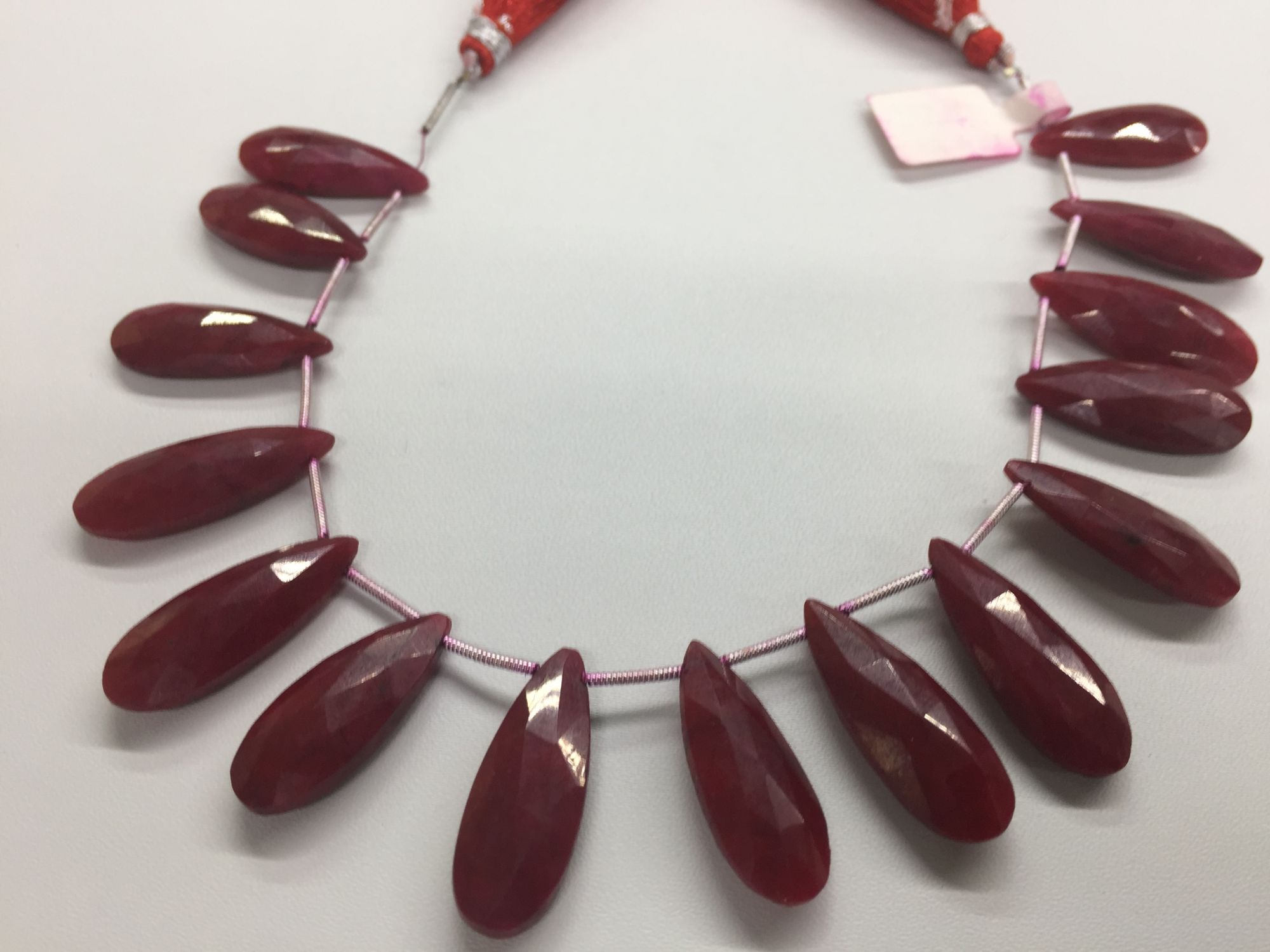 Ruby Long Pear Faceted