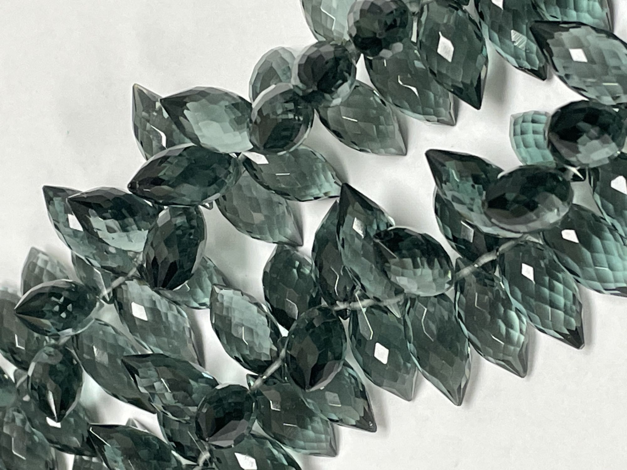 Grey Hydro Quartz Puff Marquise Faceted