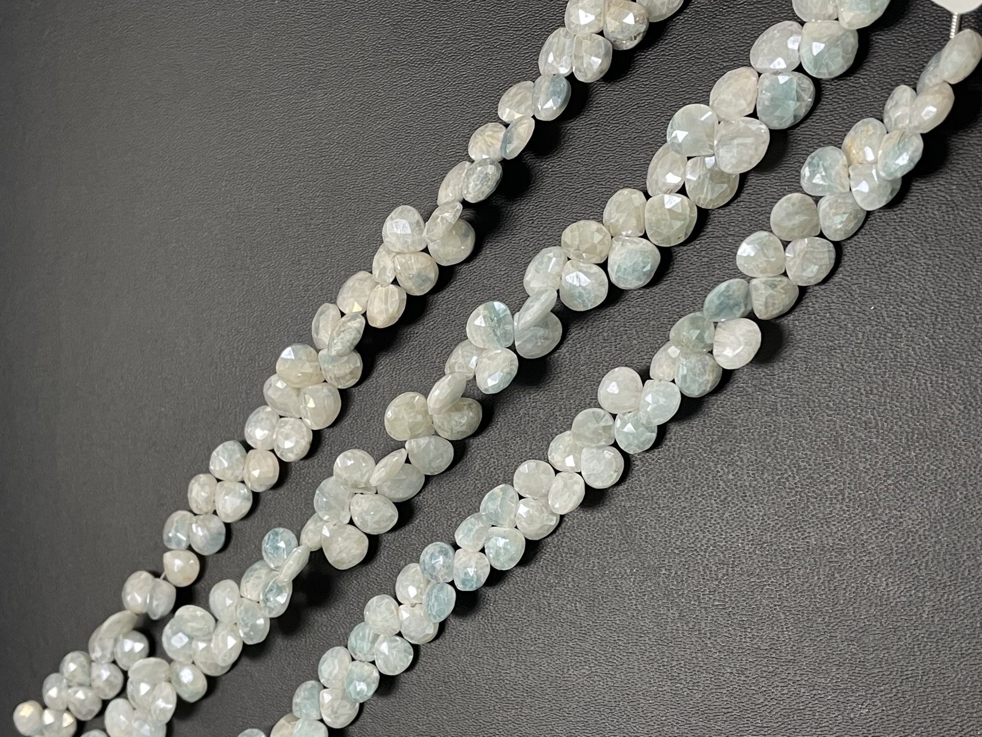 Blue White Silverite Heart Faceted