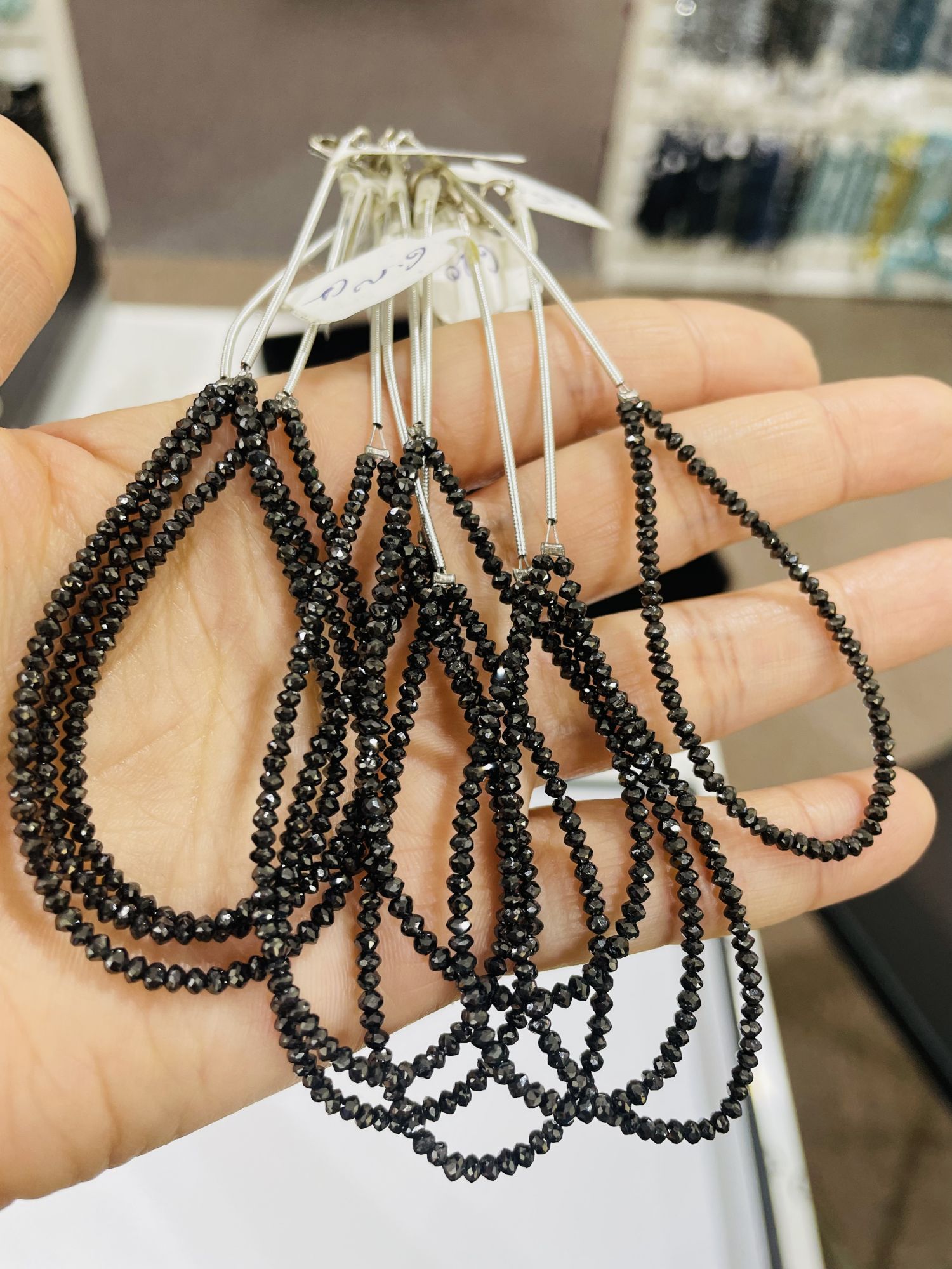 Black Diamond Rondelle Faceted