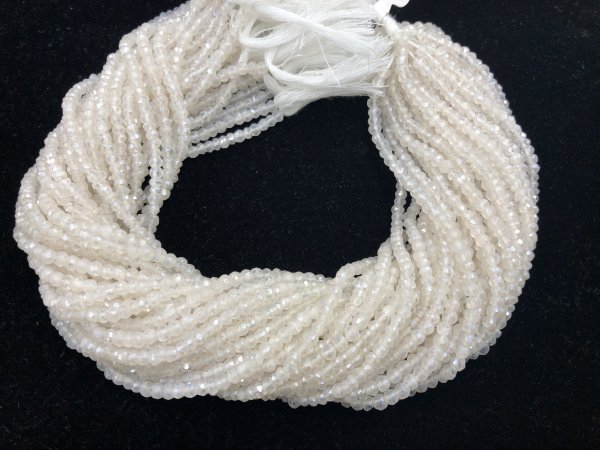 White Mystic Quartz Rondelle Faceted