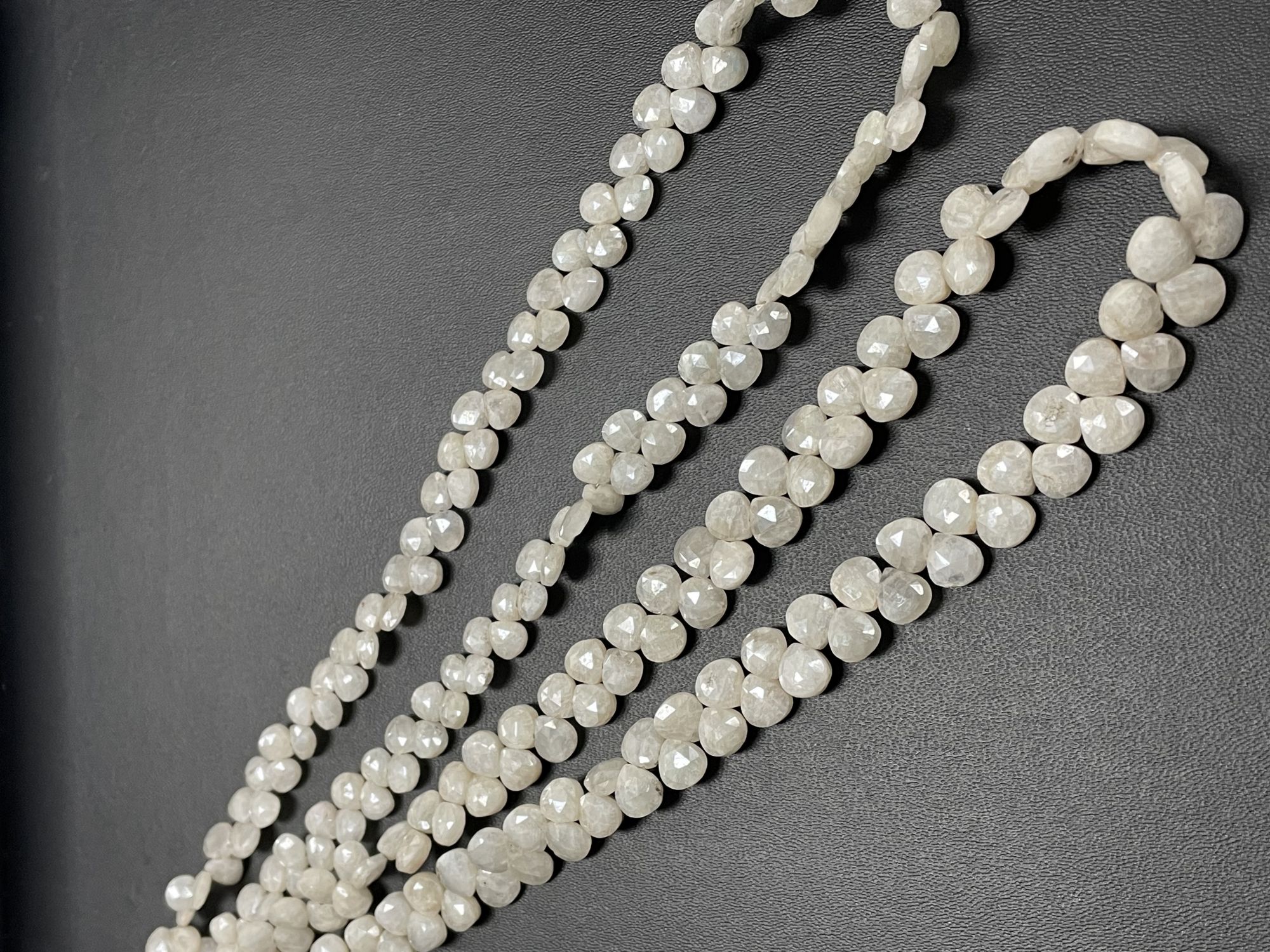 Pearl White Silverite Heart Faceted