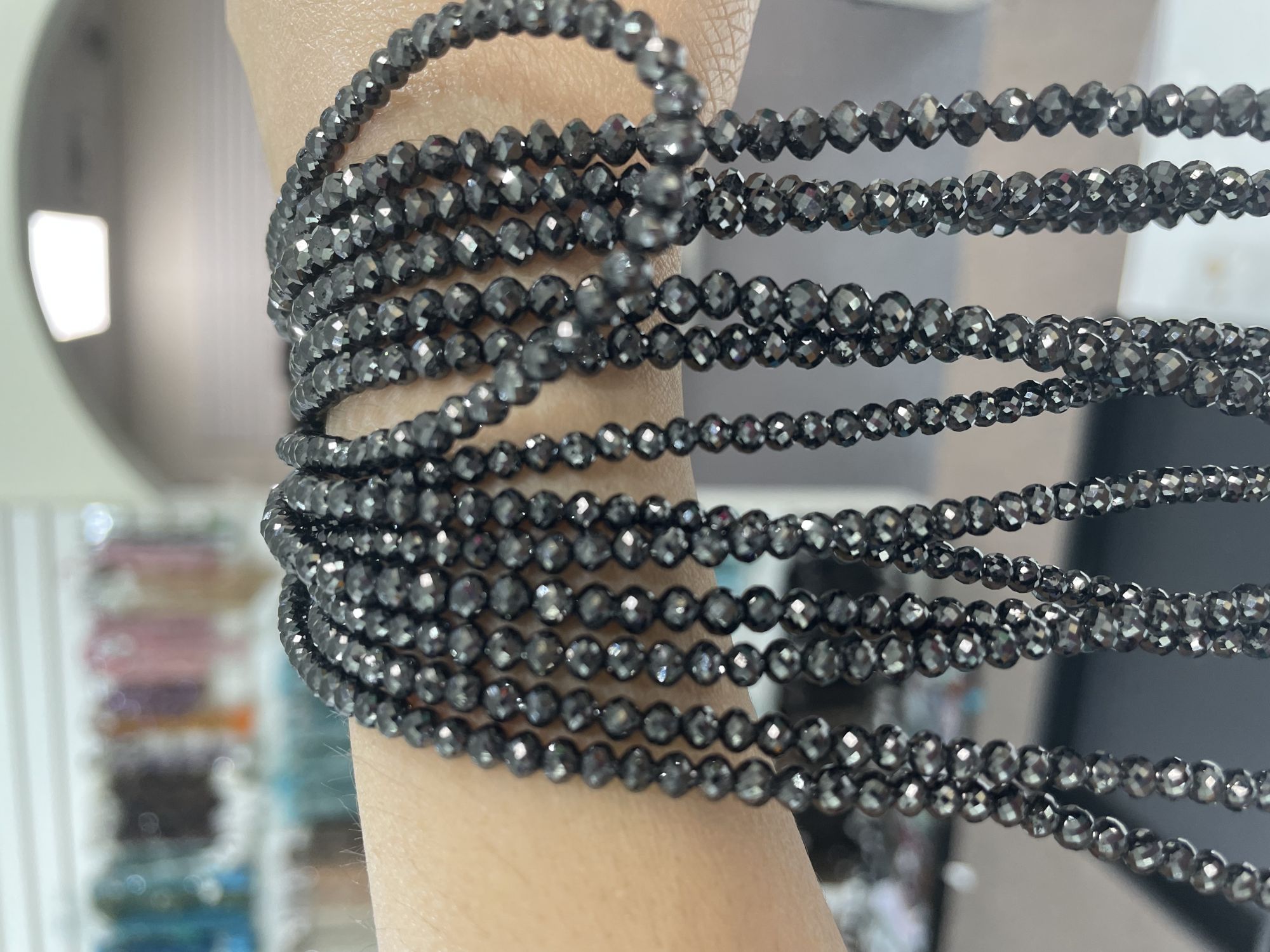 Natural Black Diamond Rondelle Faceted