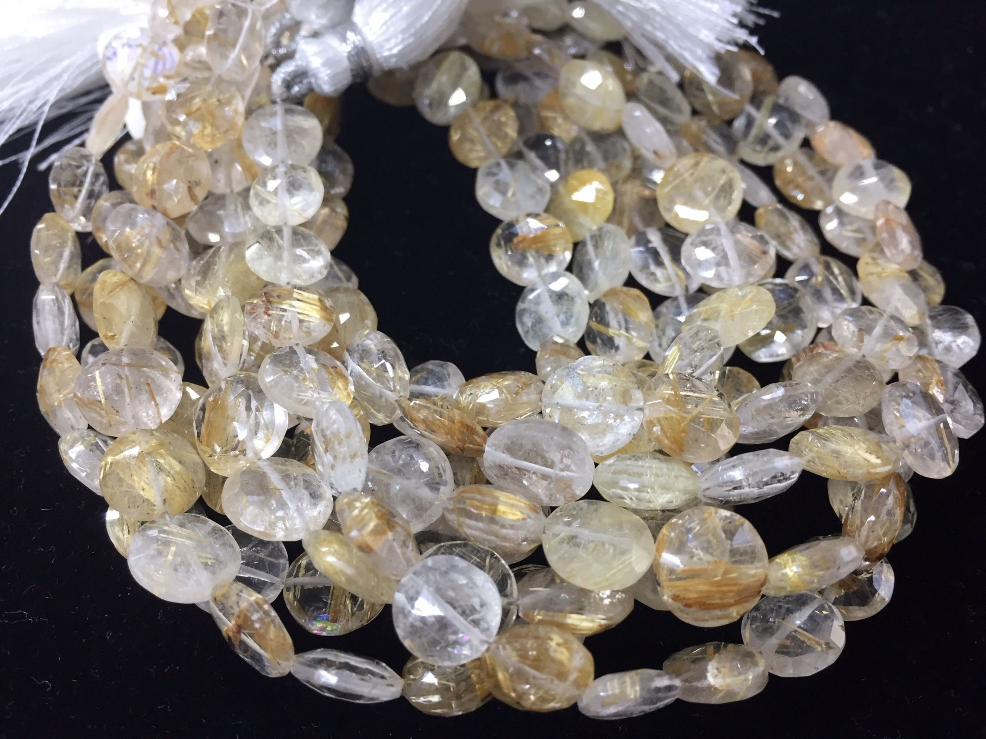Golden Rutilated Quartz Coins Faceted