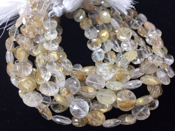 Golden Rutilated Quartz Coins Faceted