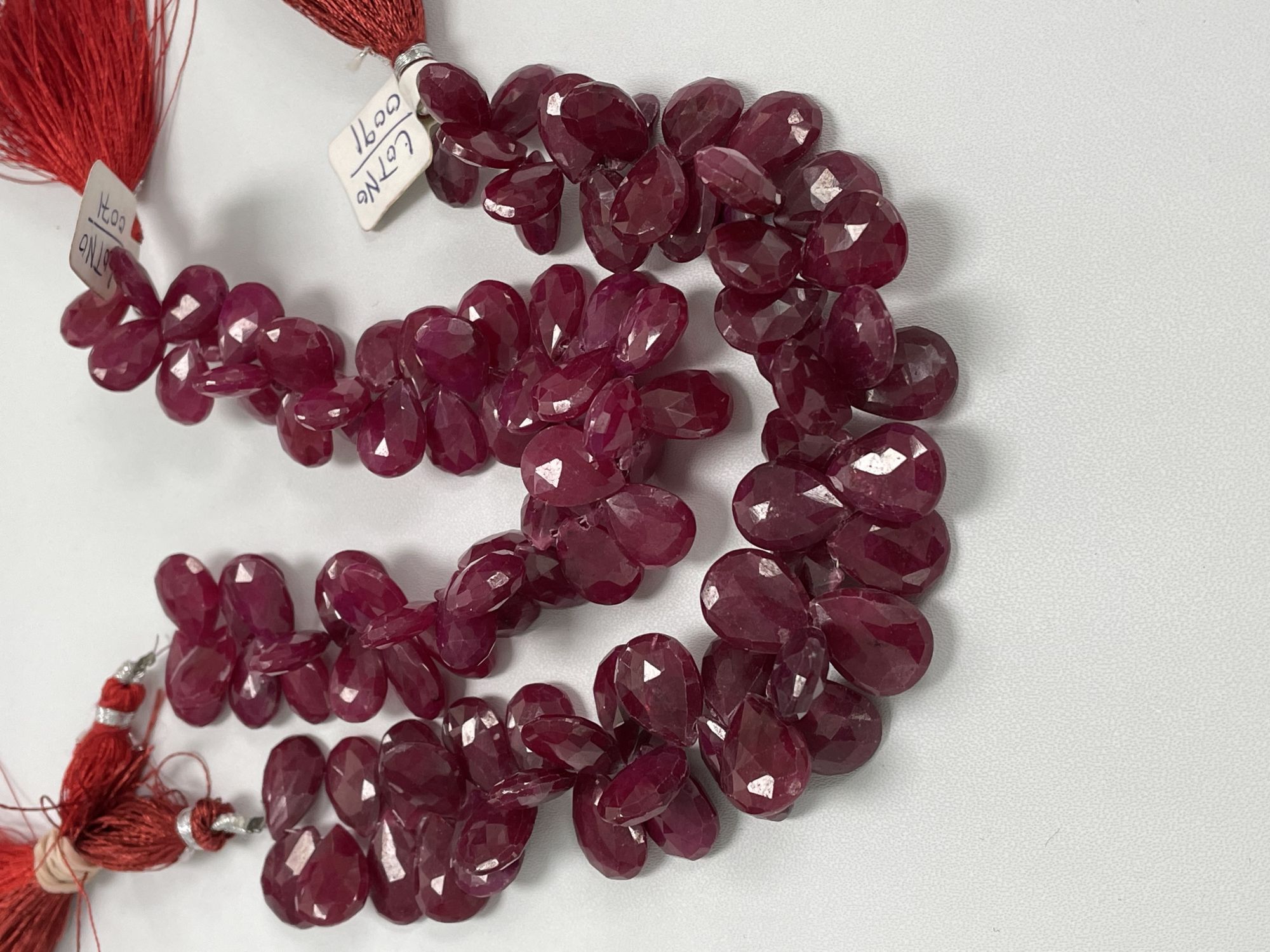 Dyed Ruby Pear Faceted