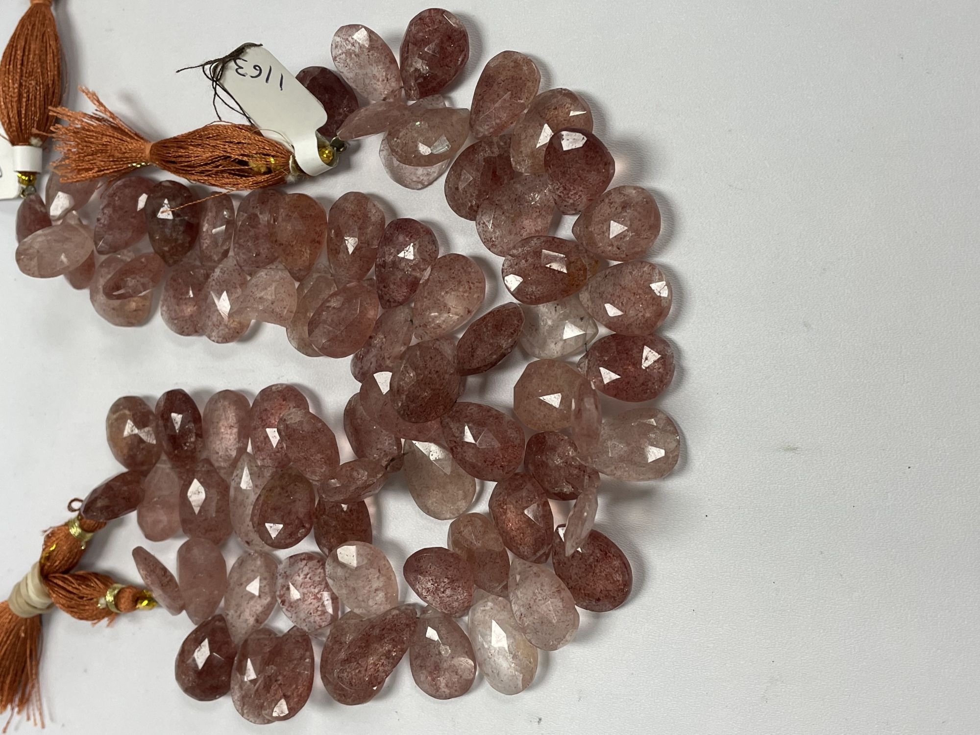 Pink Strawberry Quartz Pear Faceted