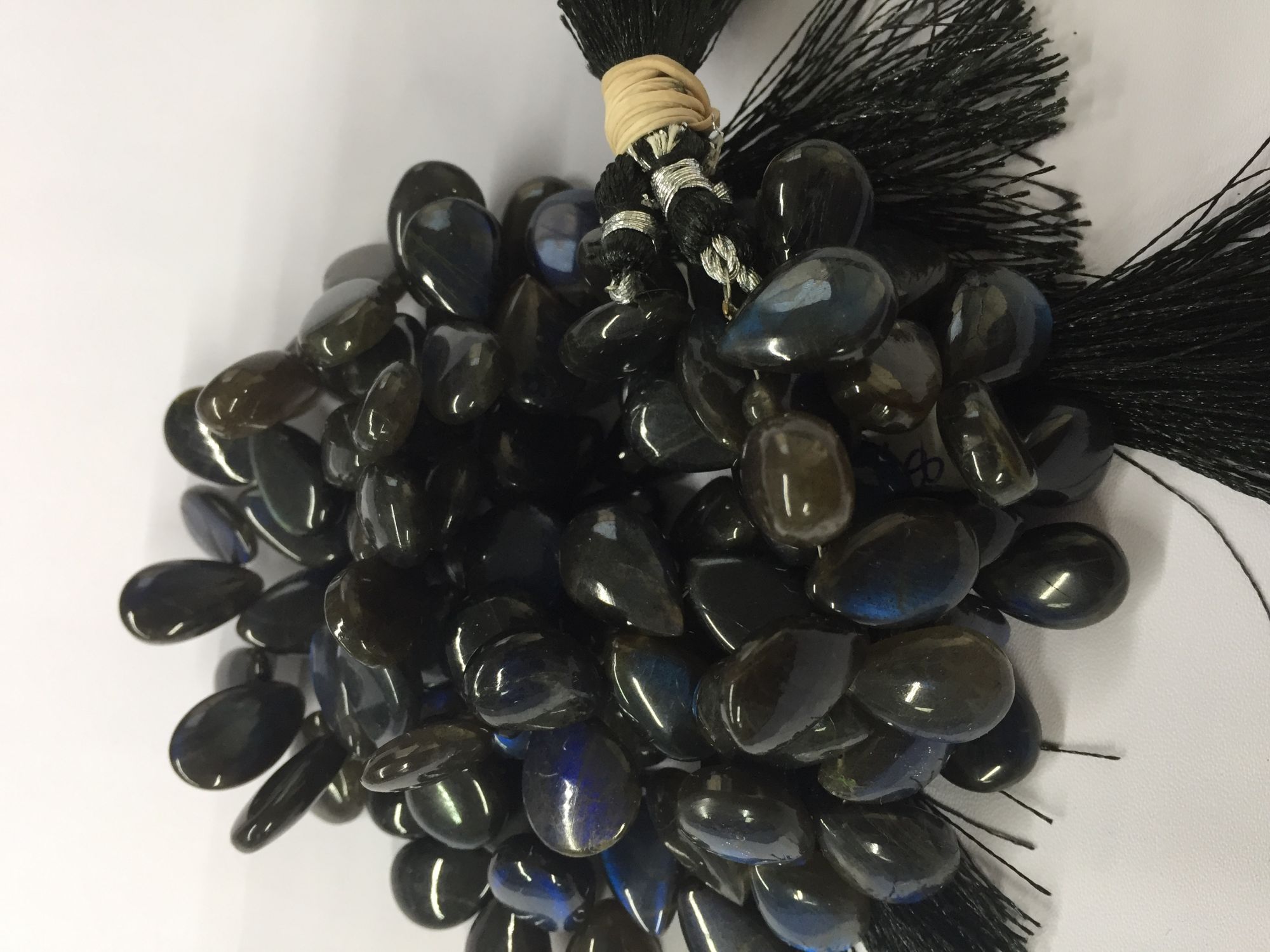 Natural Black Labradorite Pears Smooth