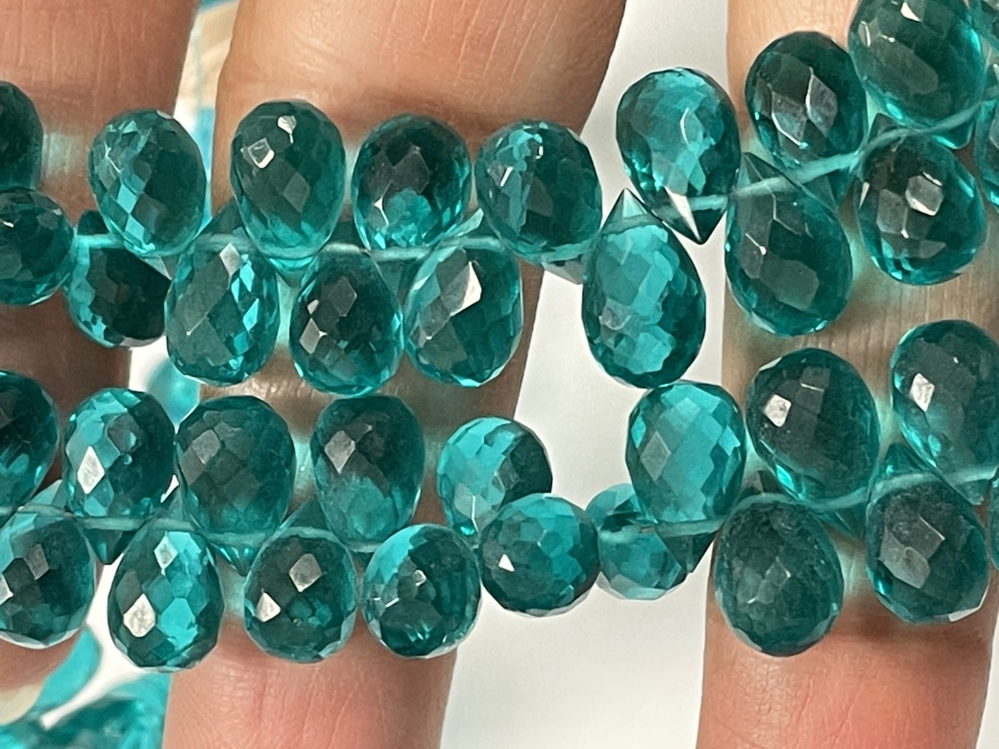Teal Hydro Quartz Drop Faceted