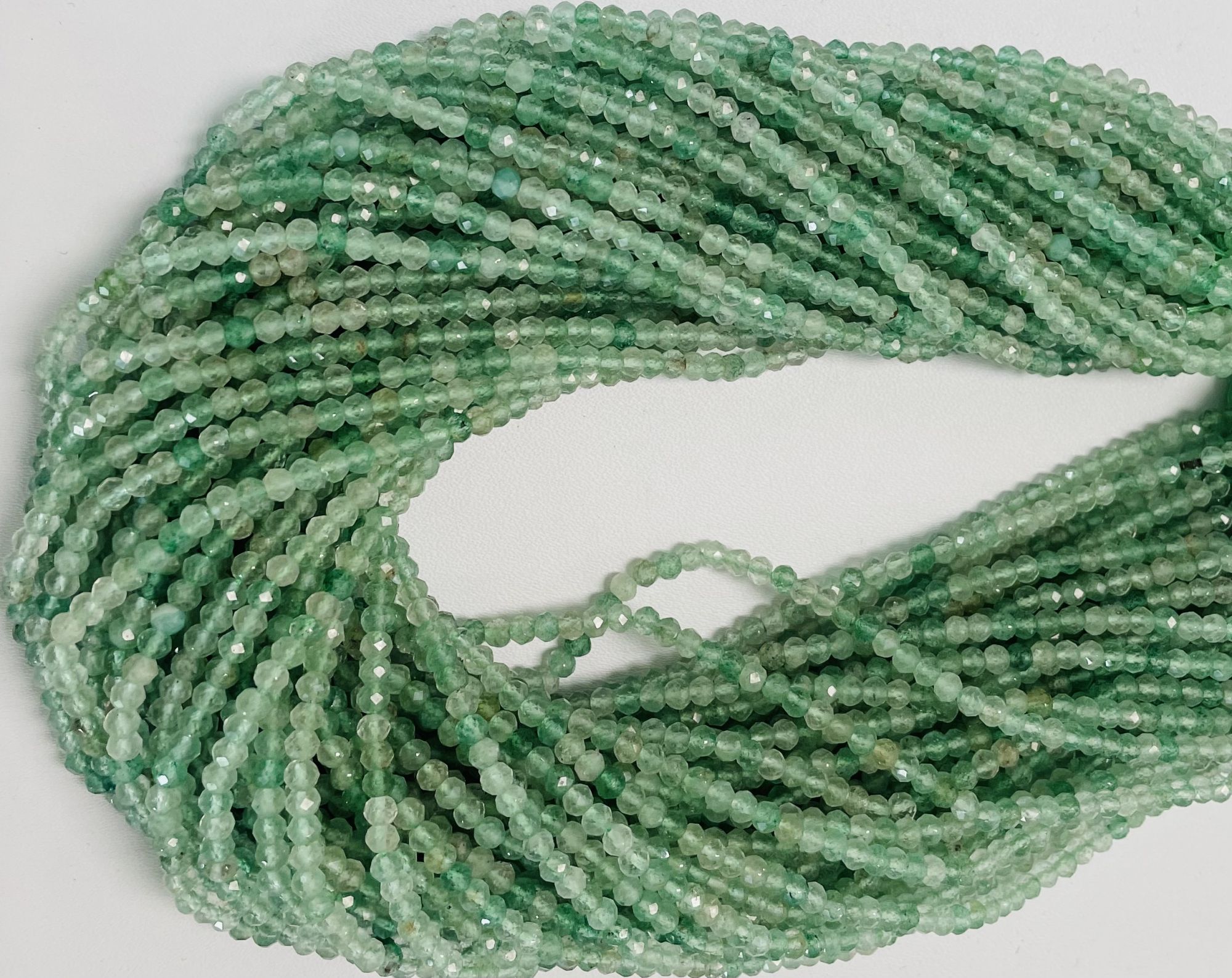 Green Strawberry Quartz Rondelle Faceted