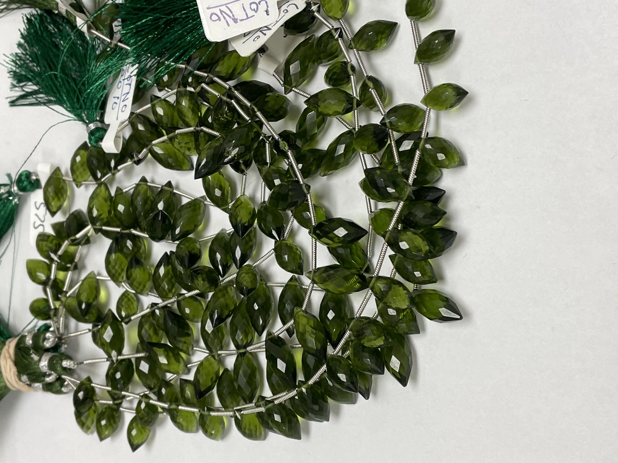 Olive Green Hydro Quartz Puff Marquise Faceted