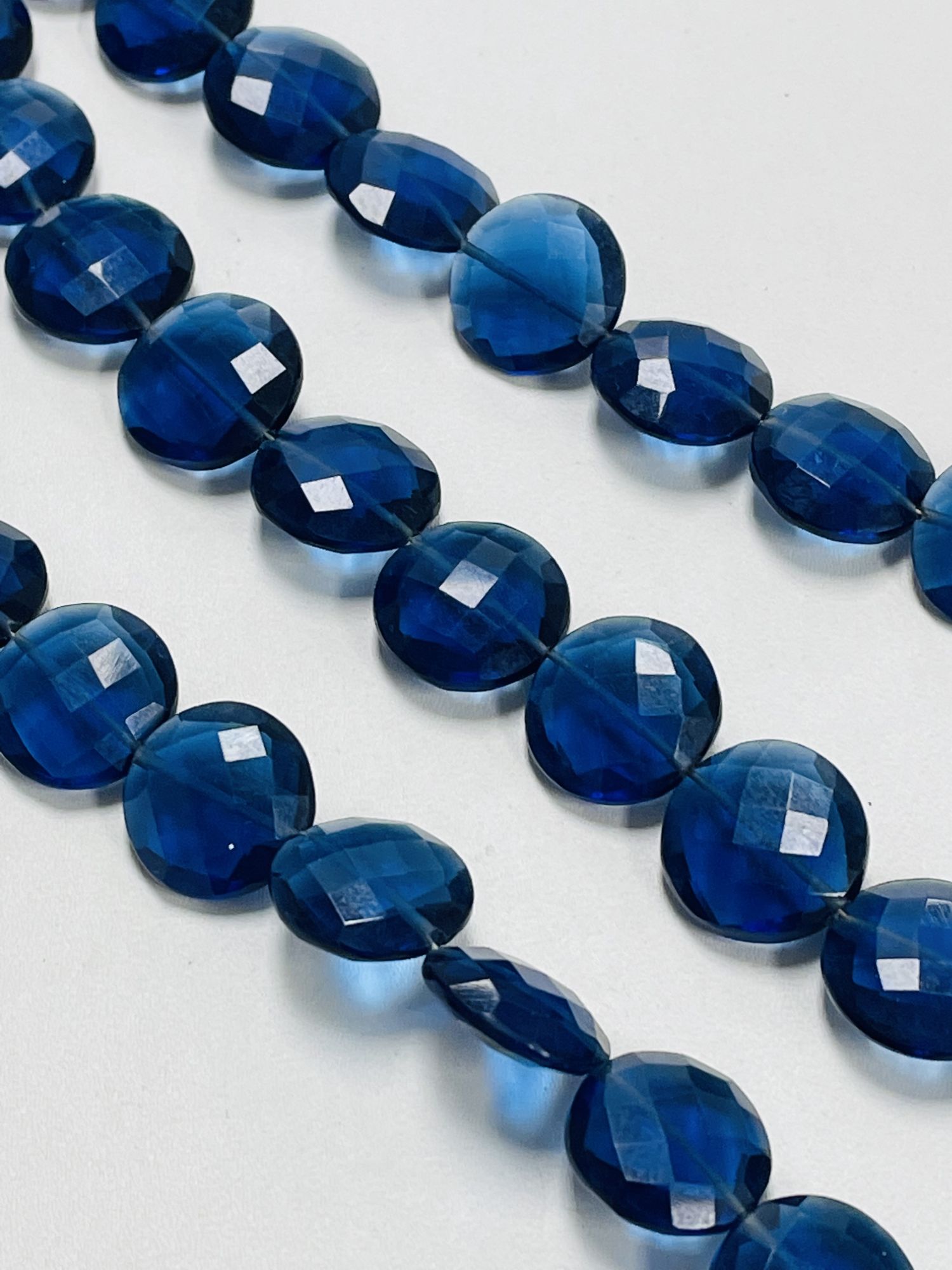 Navy Blue Hydro Quartz Coin Faceted