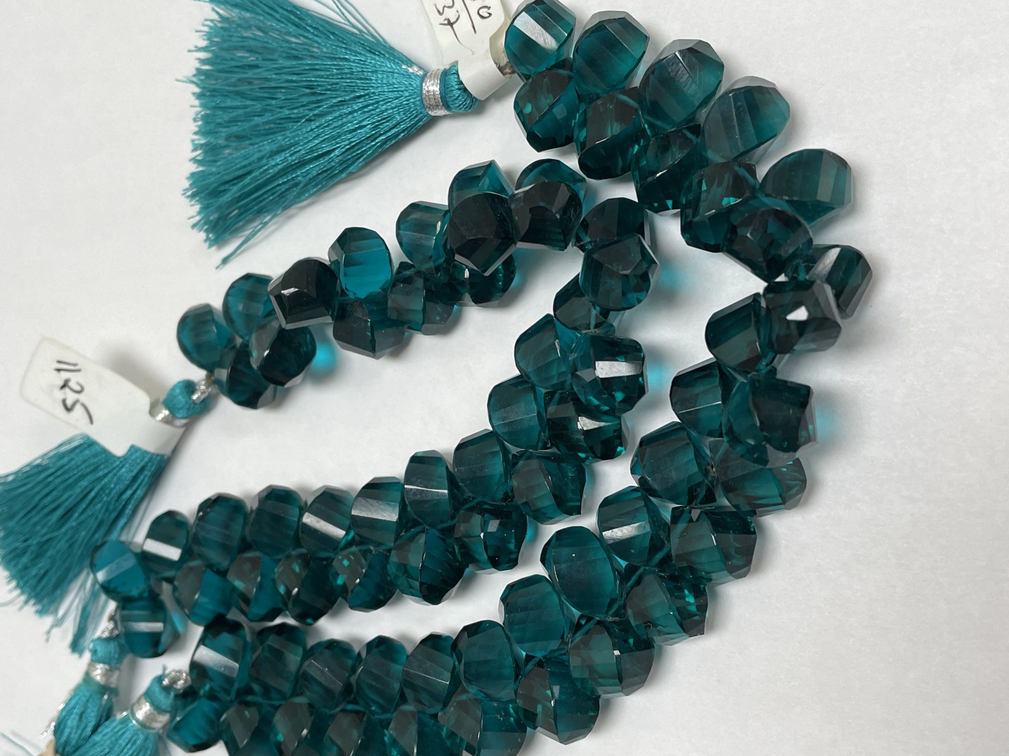 Teal Hydro Quartz Twisted Drop Faceted