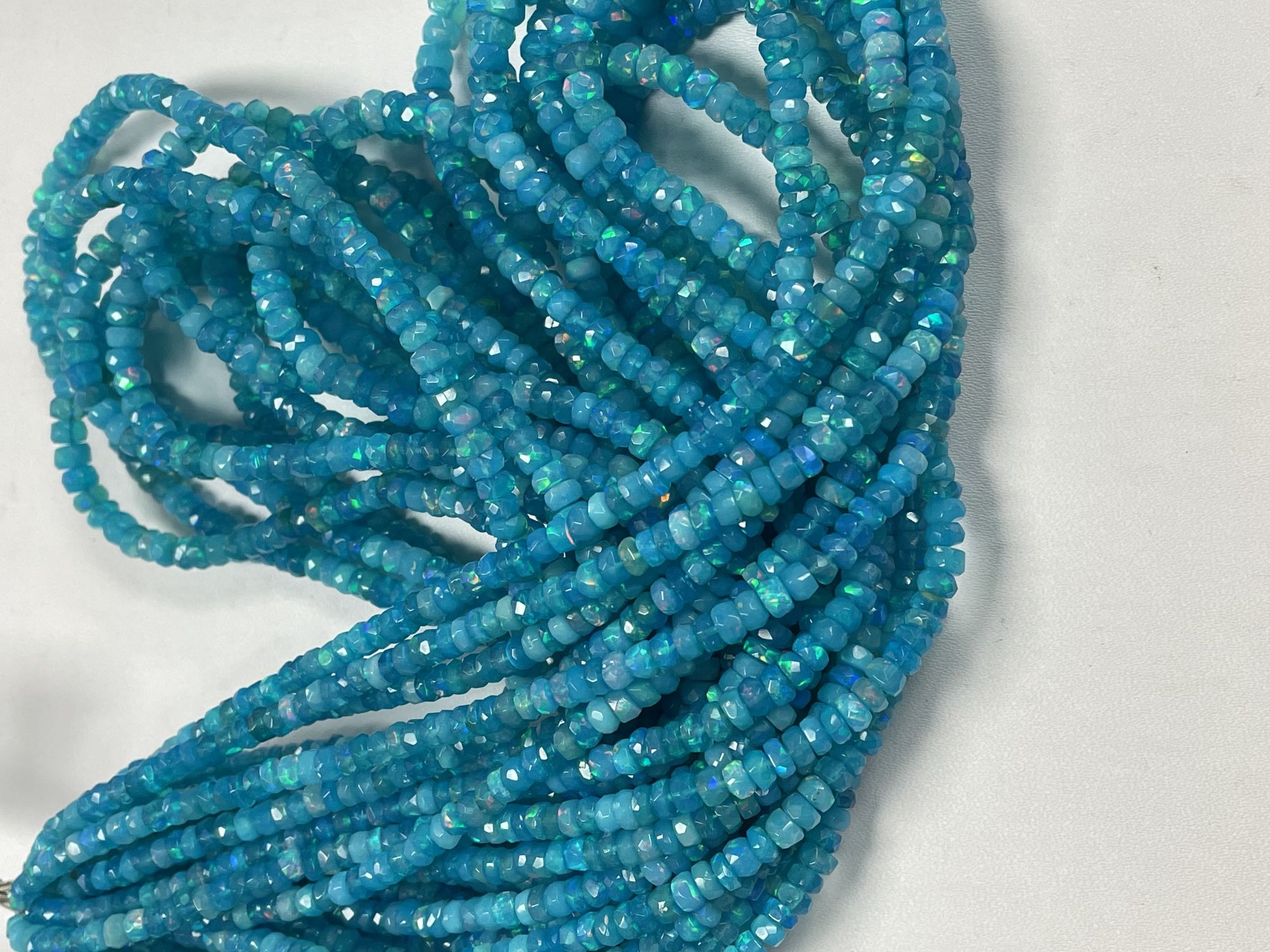 Blue Ethiopian Opal Rondelle Faceted