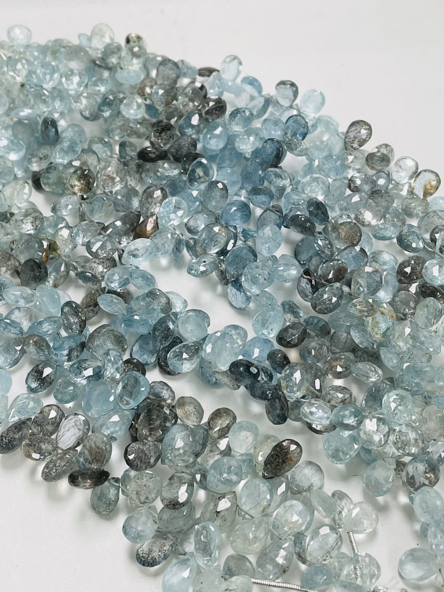 Copper Aquamarine Pear Faceted