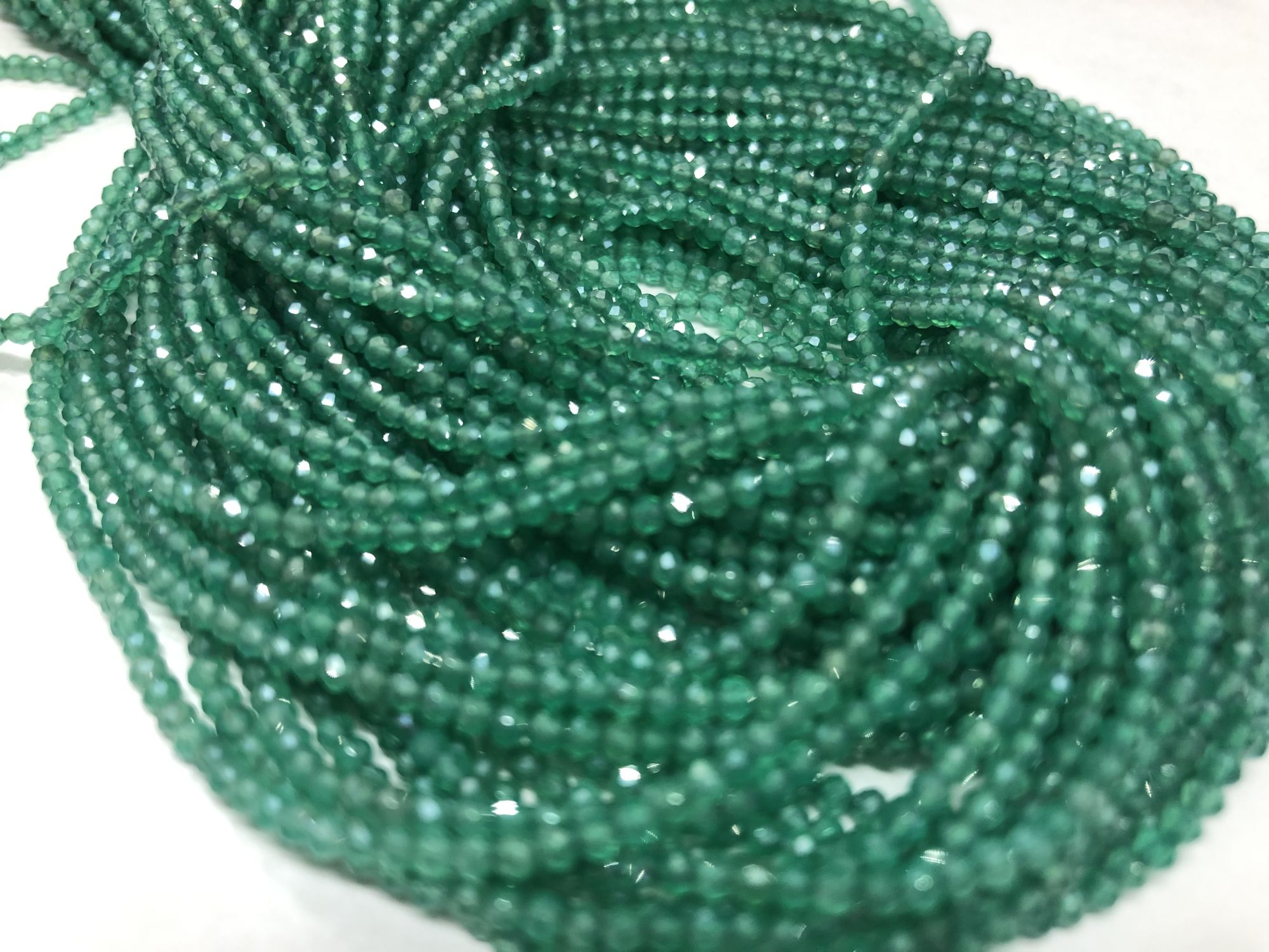Green Onyx Rondelles Faceted