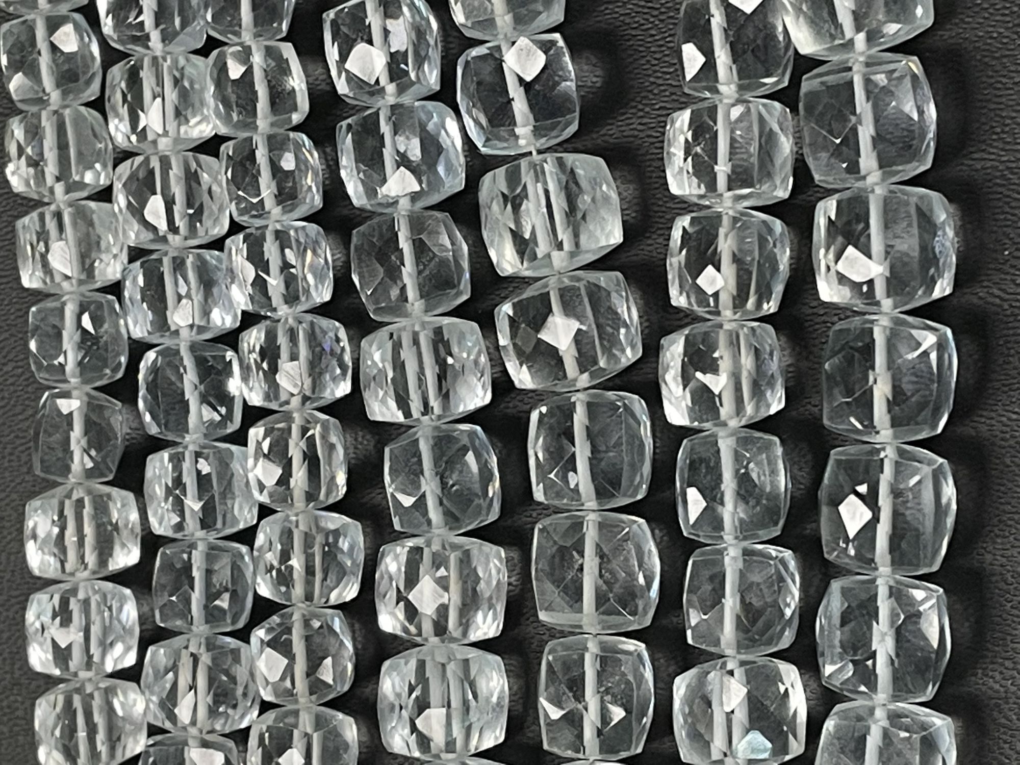 White Aqua Hydro Quartz Cube Faceted