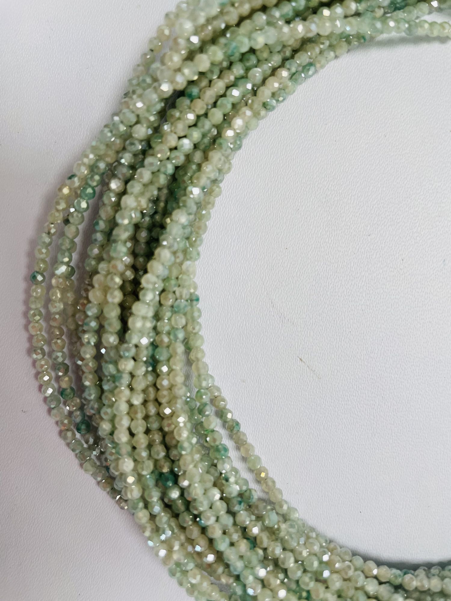 Green Coated Moonstone Rondelle Facted