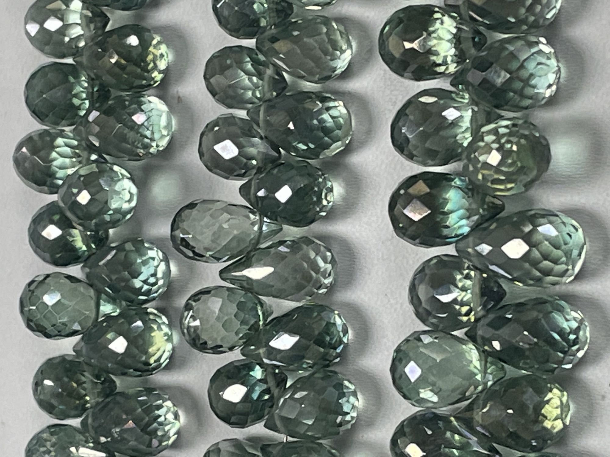 Green Mystic Quartz Drop Faceted