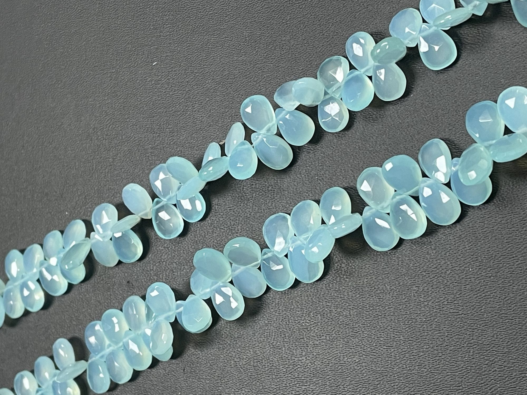Aqua Chalcedony Pear Faceted