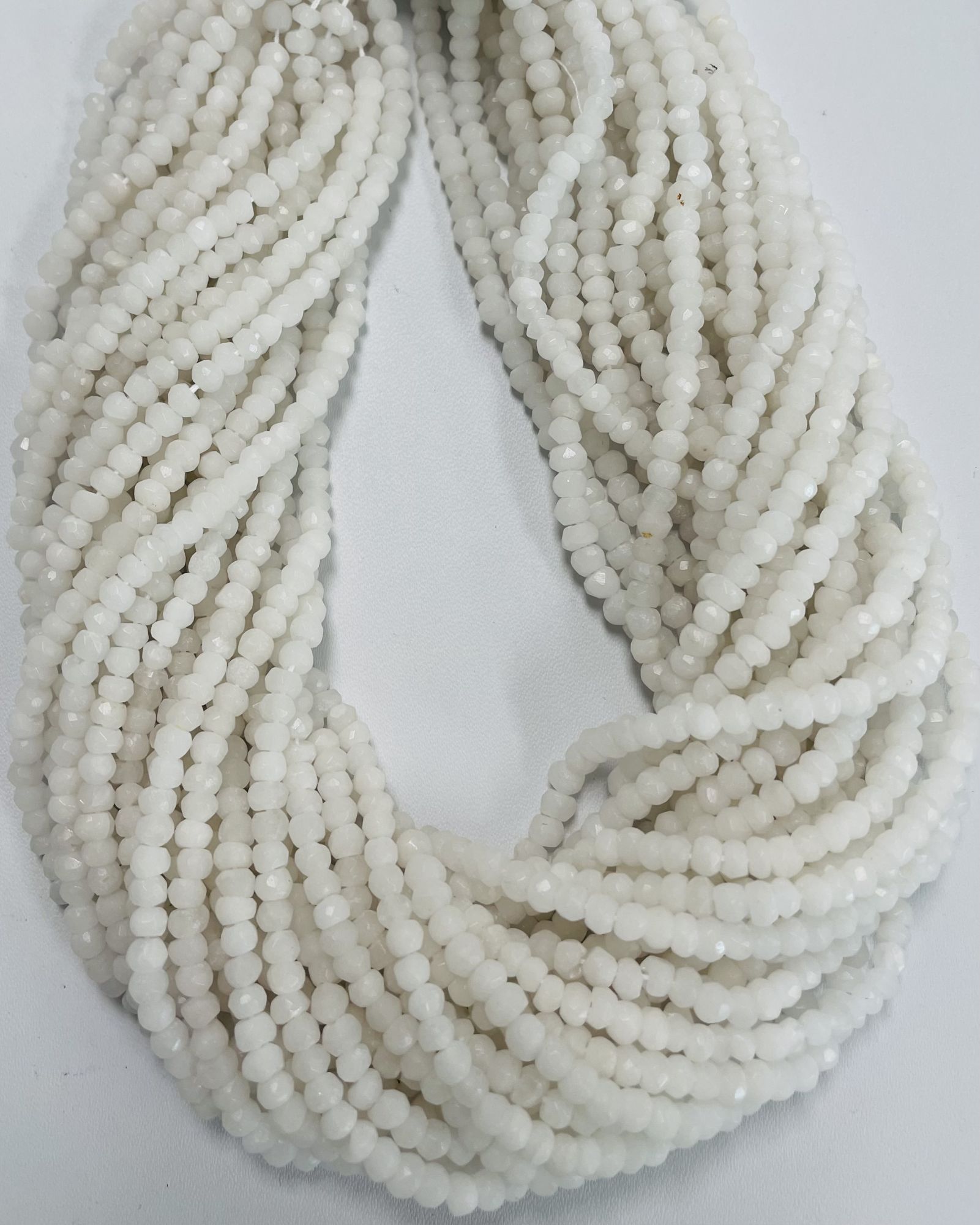 White Agate Rondelle Faceted