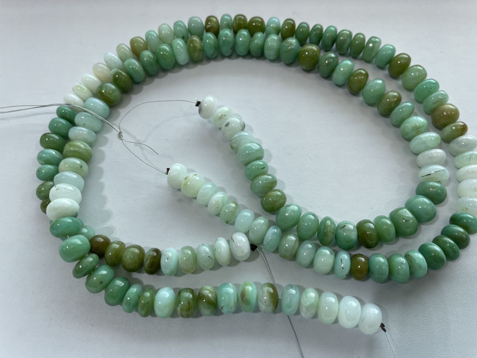 Green Opal Rondelles Smooth
