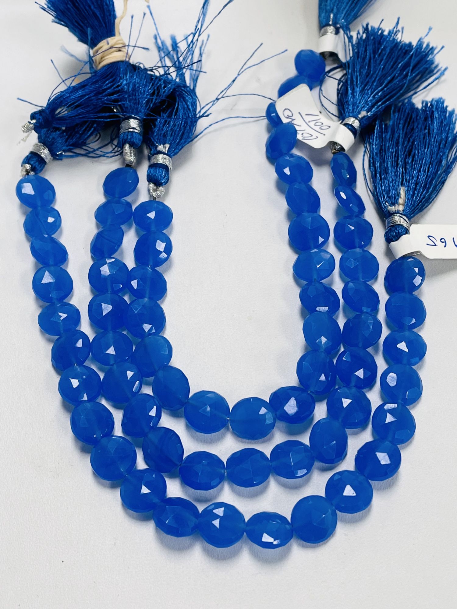 Dark Blue Chalcedony Coin Faceted