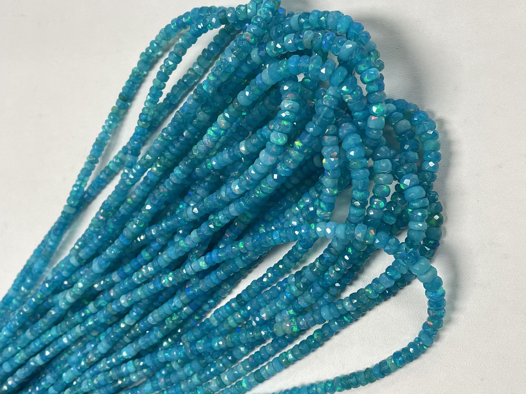 Blue Ethiopian Opal Rondelle Faceted