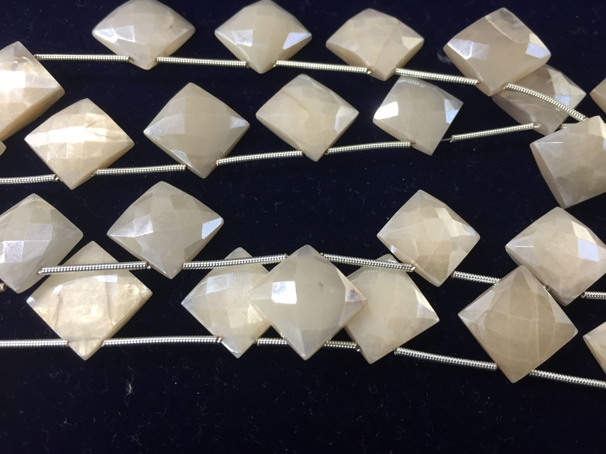 Coated Moonstone Cushion Faceted