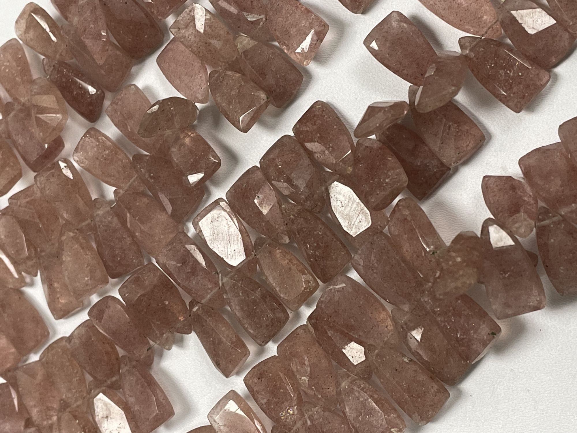 Pink Strawberry Quartz Fan Cut Faceted