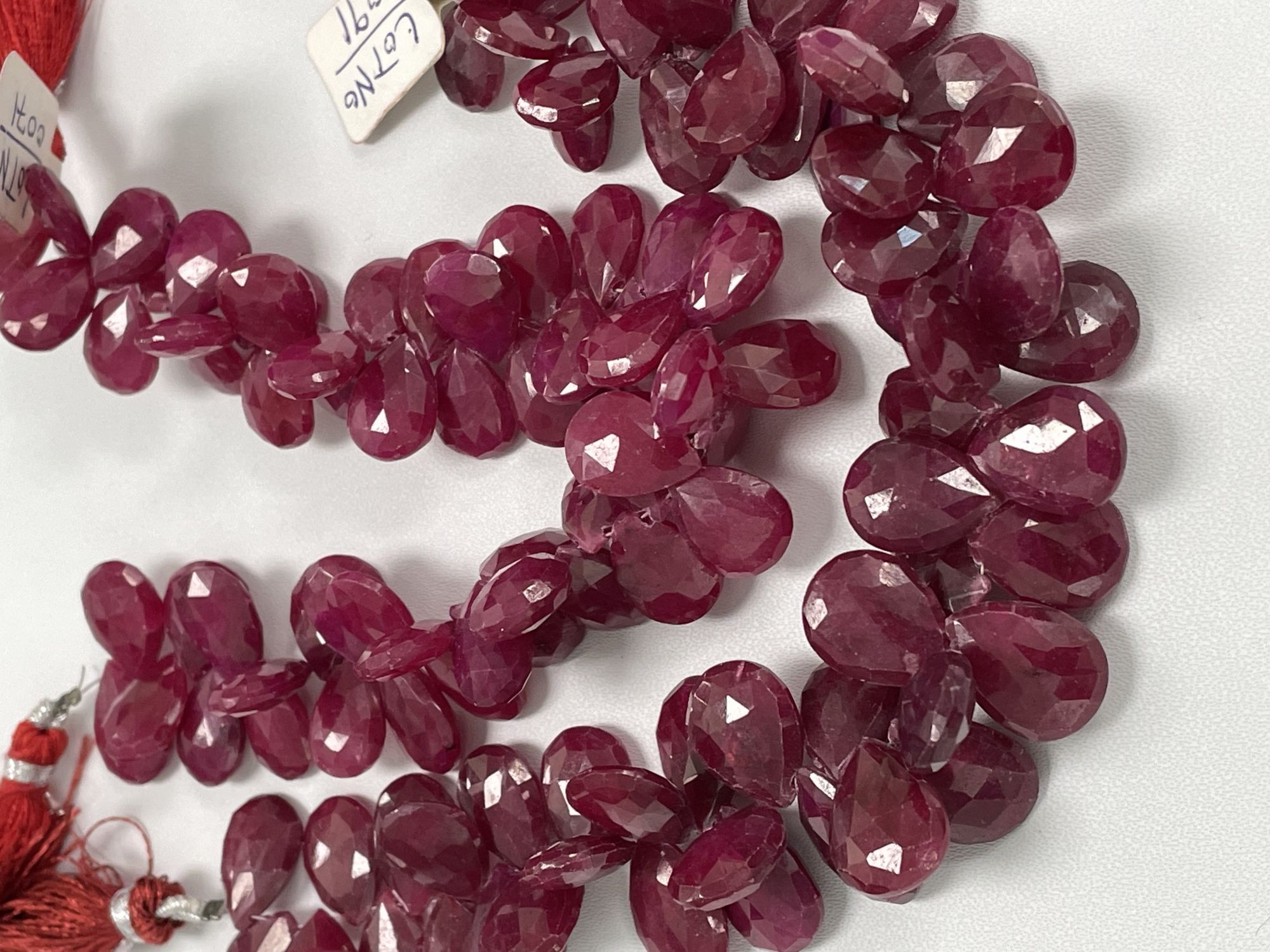 Dyed Ruby Pear Faceted